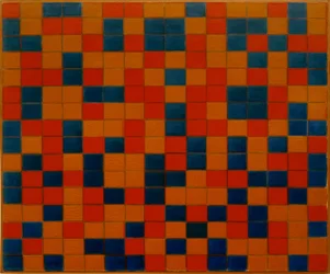 Compositie met Raster 8; Schaakbord met Donkere Kleuren